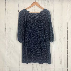 Old Navy Dress Women’s Medium Navy Blue Floral Print Flowy Quarter Sleeve Casual